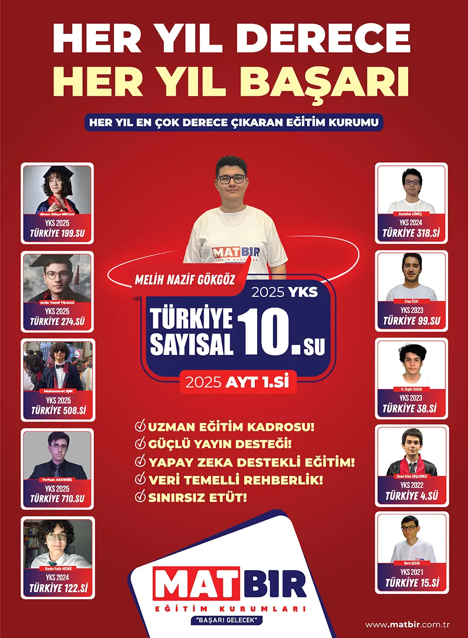Matbir YKS Başarısı, Dereceleri YKS Dereceleri - MATBİR