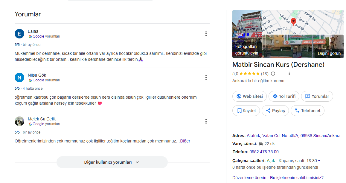 Matbir Sincan Kurs Merkezi Veli Yorumları